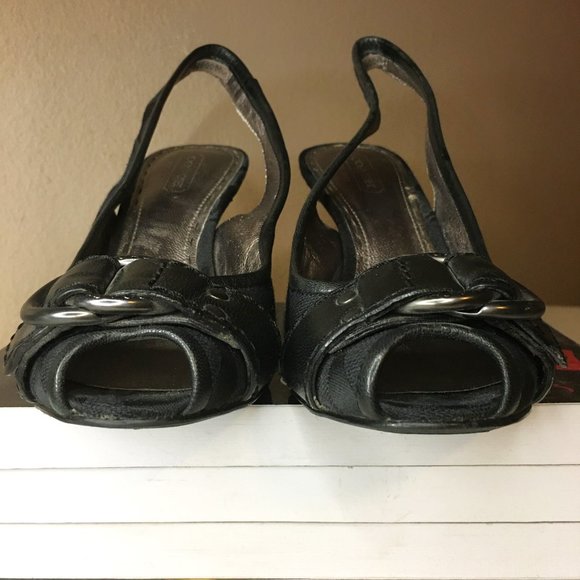COACH "Diane" Logo'd Canvas & Leather Sling Back Heels 🐴 - Picture 4 of 15